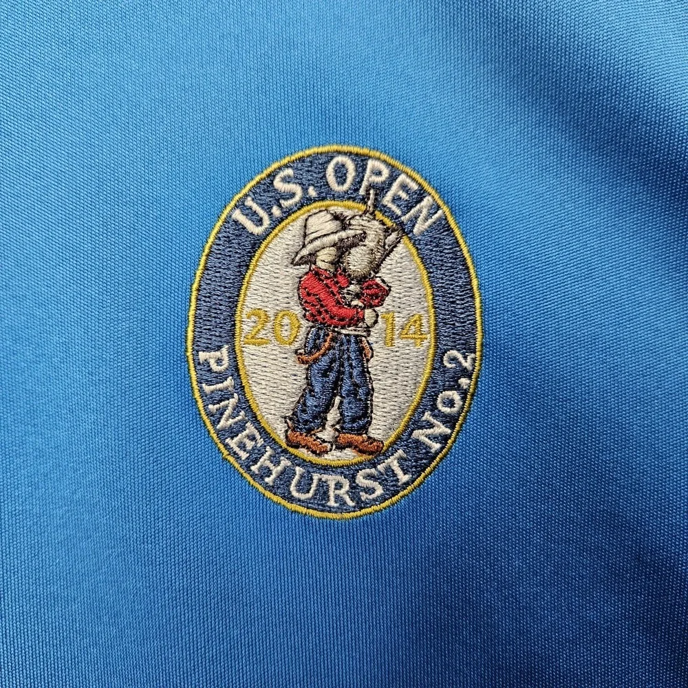 US Open 2014 Adidas Golf Polo Mens Large Blue Pinehurst No. 2